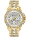Bulova Men's Crystal Accented Gold-tone Stainless Steel Bracelet Watch 43mm In White