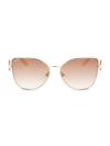Ferragamo Crystal Gancini Metal Cat-eye Sunglasses In Gold Peach