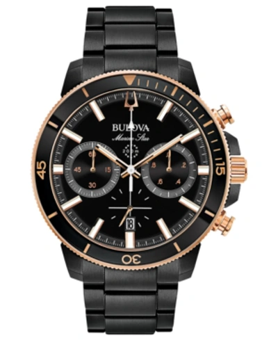 Bulova Men's Chronograph Marine Star Black Stainless Steel Bracelet Watch 45mm