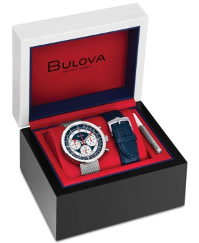 Bulova Chronograph Watch, 46mm In Blue/silver