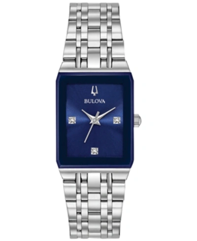 Bulova Women's Futuro Diamond-accent Stainless Steel Bracelet Watch 21x32mm, Created For Macy's In Silver