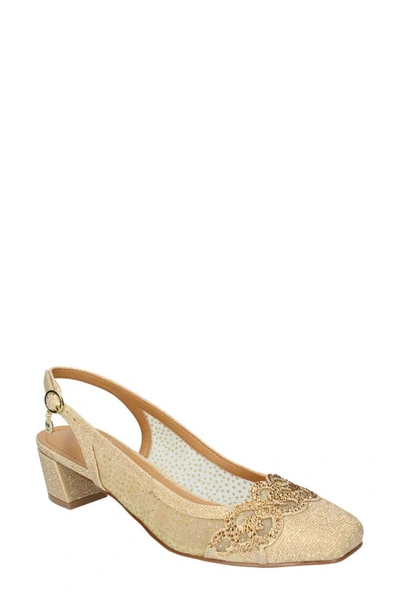 J. Reneé Faleece Crystal Embellished Slingback Pump In Gold