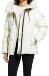 Mackage Cyrah Water Repellent 800 Fill Power Down Puffer Jacket With Genuine Shearling Trim In Cream