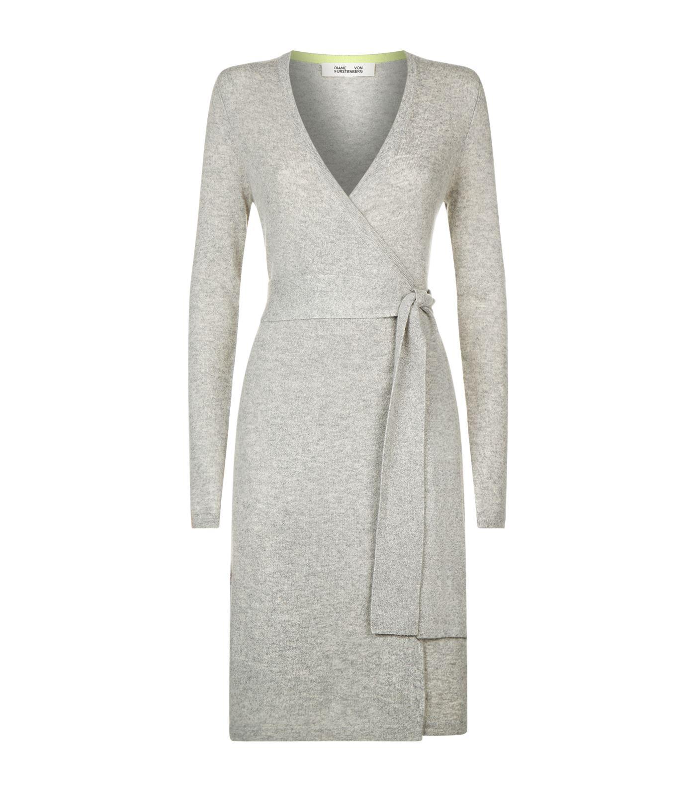 Diane Von Furstenberg Linda Cashmere Wrap-around Dress In Grey | ModeSens