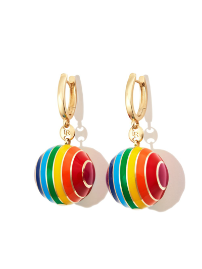 Lauren Rubinski Rainbow Ball 14kt Gold Drop Earrings In Multicolour