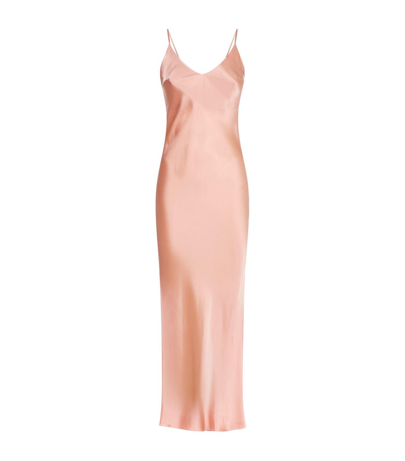 pink silk slip dress