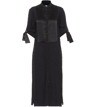 Victoria Victoria Beckham Midnight Blue Silk-trimmed Shirt Dress In Black