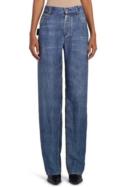 Bottega Veneta Leather Straight Leg Pant In Indigo