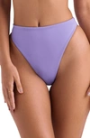 House Of Cb Mykonos Mid-rise High-leg Bikini Bottom In Purple