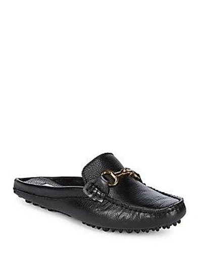 Saks Fifth Avenue Leather Mule Driver Shoes In Black