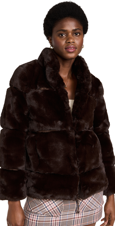 Apparis Skylar Faux Fur Coat Espresso Xl In Brown