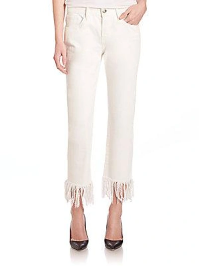 3x1 Straight-leg Crop Fringe Jeans In White