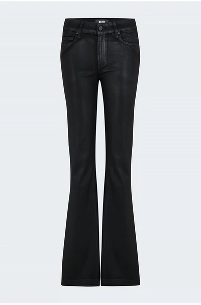 Paige Genevieve High Rise Flare Jeans In Black Coated