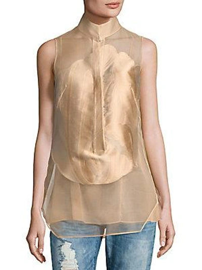 Akris Button-front Semi-sheer Top In Gold