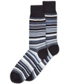 Calvin Klein Men's Striped Dress Crew Socks In Navy/pale Denim Heather