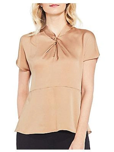 Vince Camuto Twist Front Mockneck Blouse In Antique White