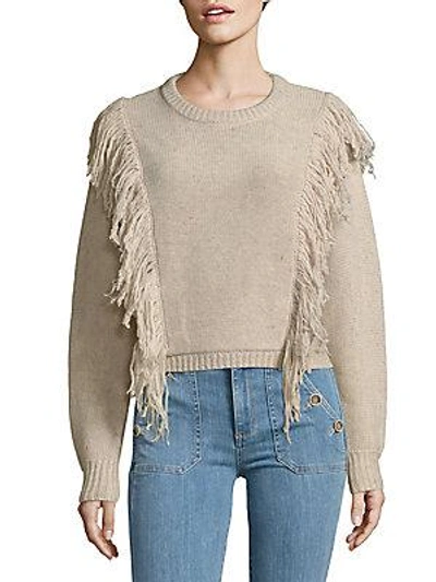 Cosette Agnes Fringe Wool Sweater In Brown