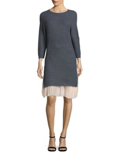 Cosette Rib-knit Long Sweater In Light Grey