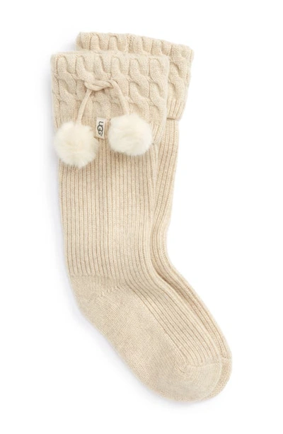 Ugg Pure(tm) Pompom Tall Rain Boot Sock In Cream Heather Wool