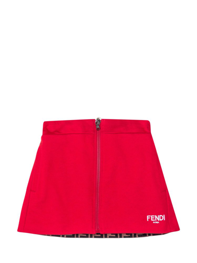 Fendi Kids Skirt For Girls In Red