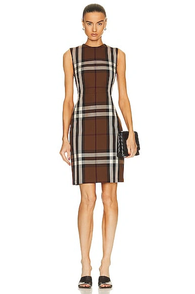 Burberry Brown Macy Midi Dress In Dark Birch Brown