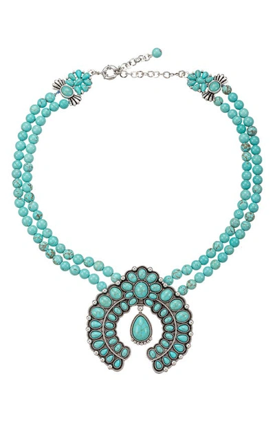 Eye Candy Los Angeles Blossom Teal Statement Necklace