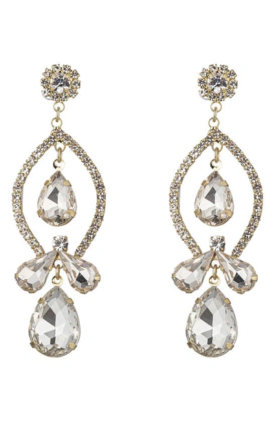 Eye Candy Los Angeles Crystal Drop Statement Earrings In Gold