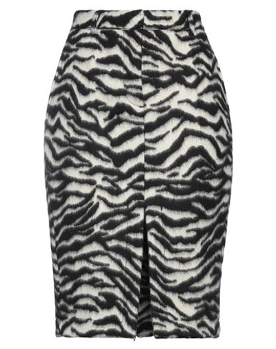 N°21 Zebra-print Wool Midi Skirt In Black