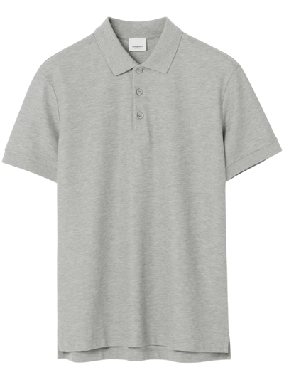 Burberry Logo-embroidered Polo Shirt In Grey