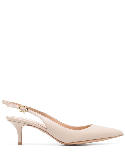 Gianvito Rossi Ribbon Sling 55mm Pumps In Mousse