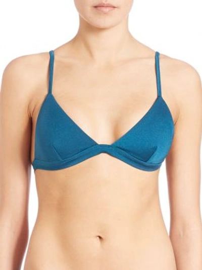Milly Capri Triangle Bikini Top In Blue