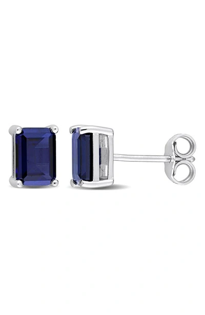 Delmar Lab-created Blue Sapphire Rectangular Stud Earrings