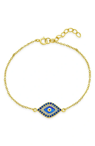 Bling Jewelry Gold Plated Sterling Silver Blue Evil Eye Charm Chain Bracelet