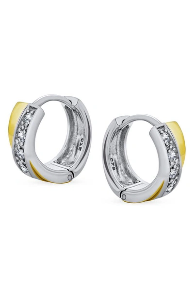 Bling Jewelry Gold Plated Sterling Silver Criss Cross Hoop Earrings In Yellow