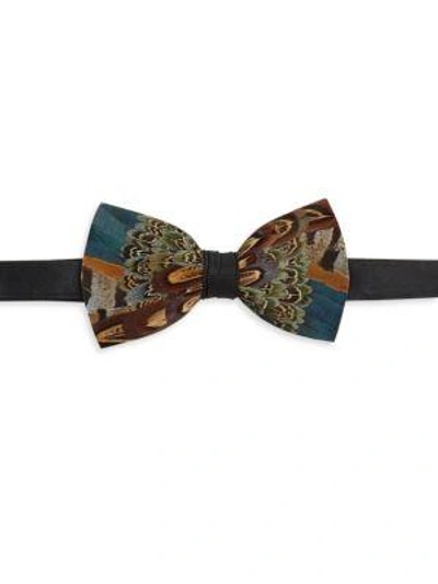 Brackish Pollock Feather Bow Tie In Brown