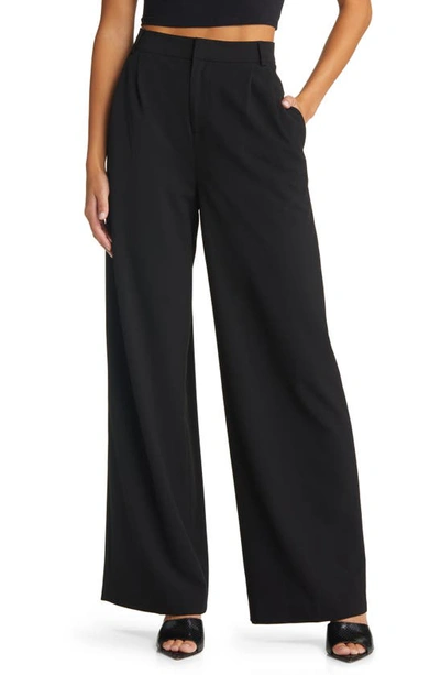 Open Edit Wide Leg Suit Trousers In Black