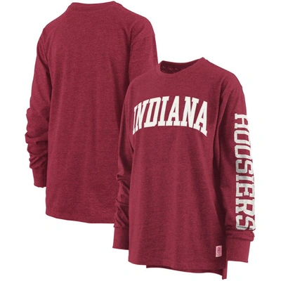 Pressbox Heathered Crimson Indiana Hoosiers Two-hit Canyon Long Sleeve T-shirt