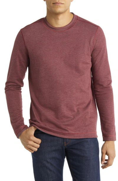 Johnston & Murphy Reversible Long Sleeve Crew Neck T-shirt In Berry/ Blue