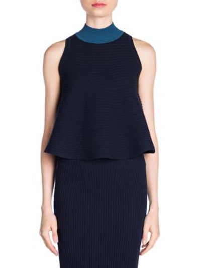 Fendi Rib Knit Swing Top In Navy Blue