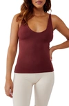 Free People Seamless Scoop Neck Camisole In Garnet Grotto