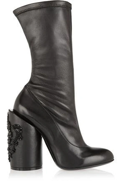 Givenchy Woman Crystal-embellished Leather Boots Black