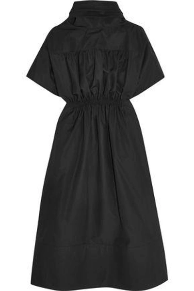 Barbara Casasola Woman Shirred Cotton-poplin Midi Dress Black