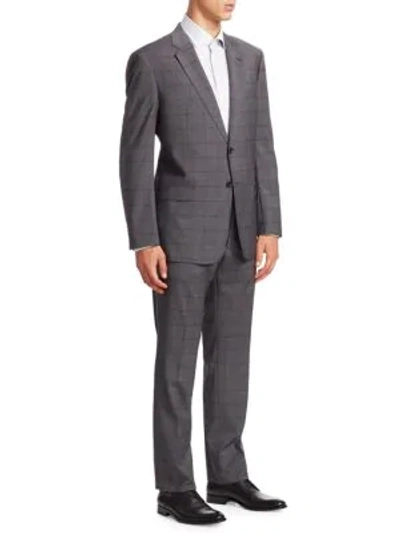 Giorgio Armani Checkered Wool Suit In Grey