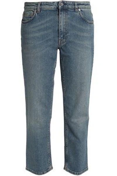 Acne Studios Woman Cropped Faded Mid-rise Straight-leg Jeans Mid Denim