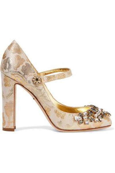 Dolce & Gabbana Woman Embellished Metallic Brocade Pumps Gold