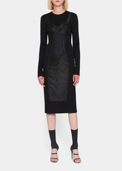 Dolce & Gabbana Black Trompe L'oeil Sheath Midi Dress