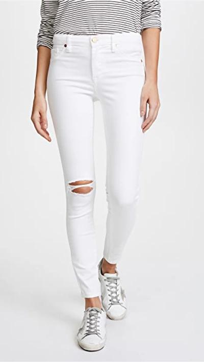 Blank Denim Mid Rise Skinny Ankle Jeans In Great White