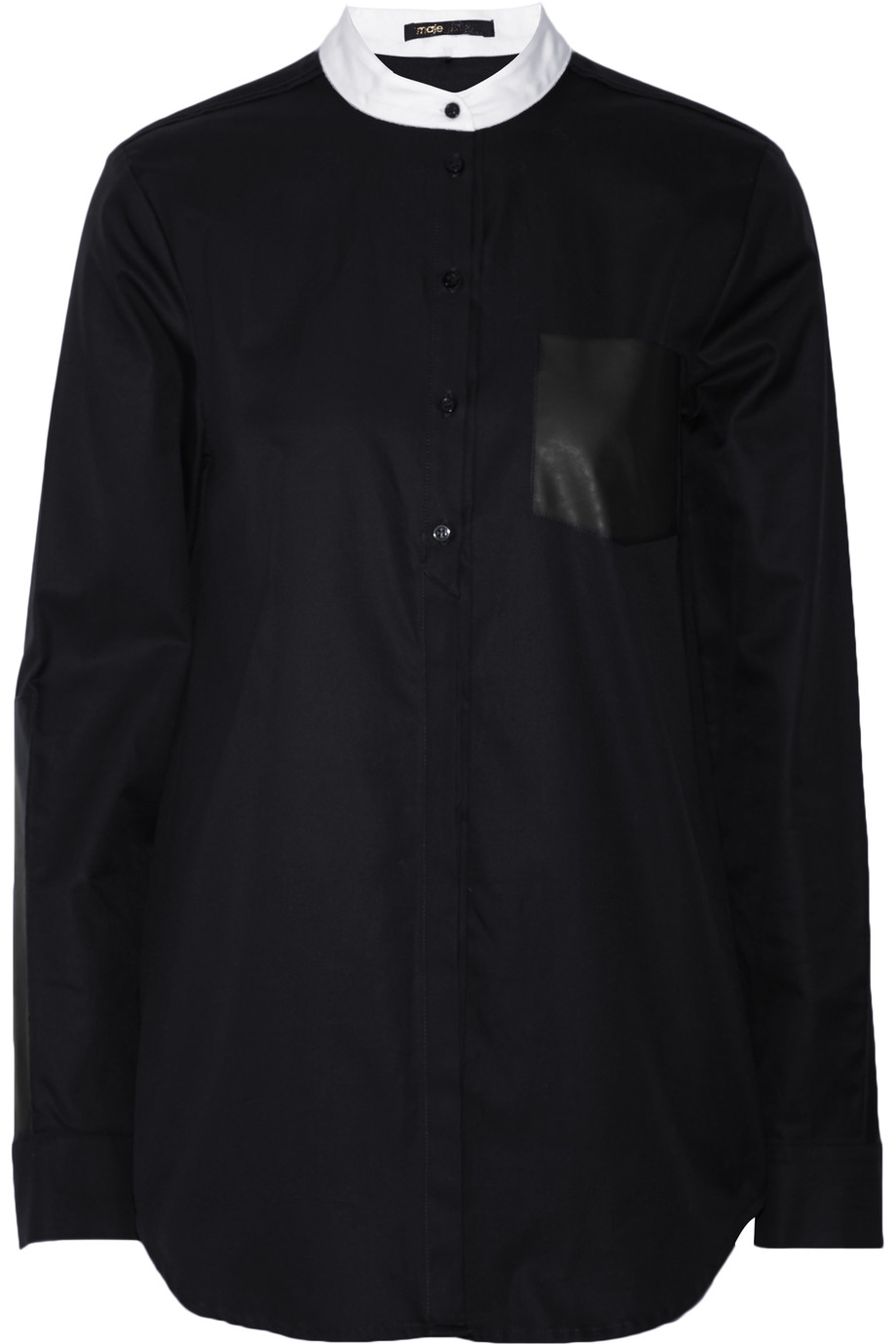 Maje King Faux Leather-trimmed Cotton-twill Shirt | ModeSens