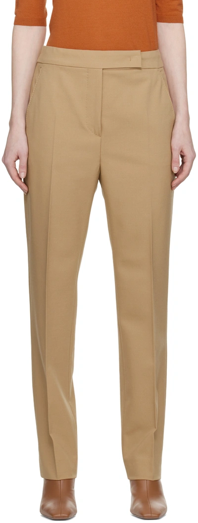 Max Mara Cappuccino Viscose Blend Polis Trouser Beige  Donna 42 In Camel