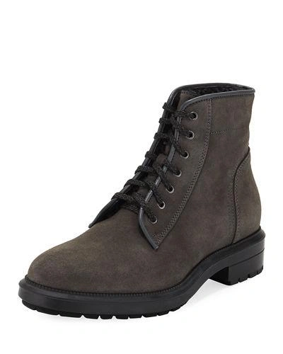 Aquatalia Shearling-lined Suede Boot In Charcoal